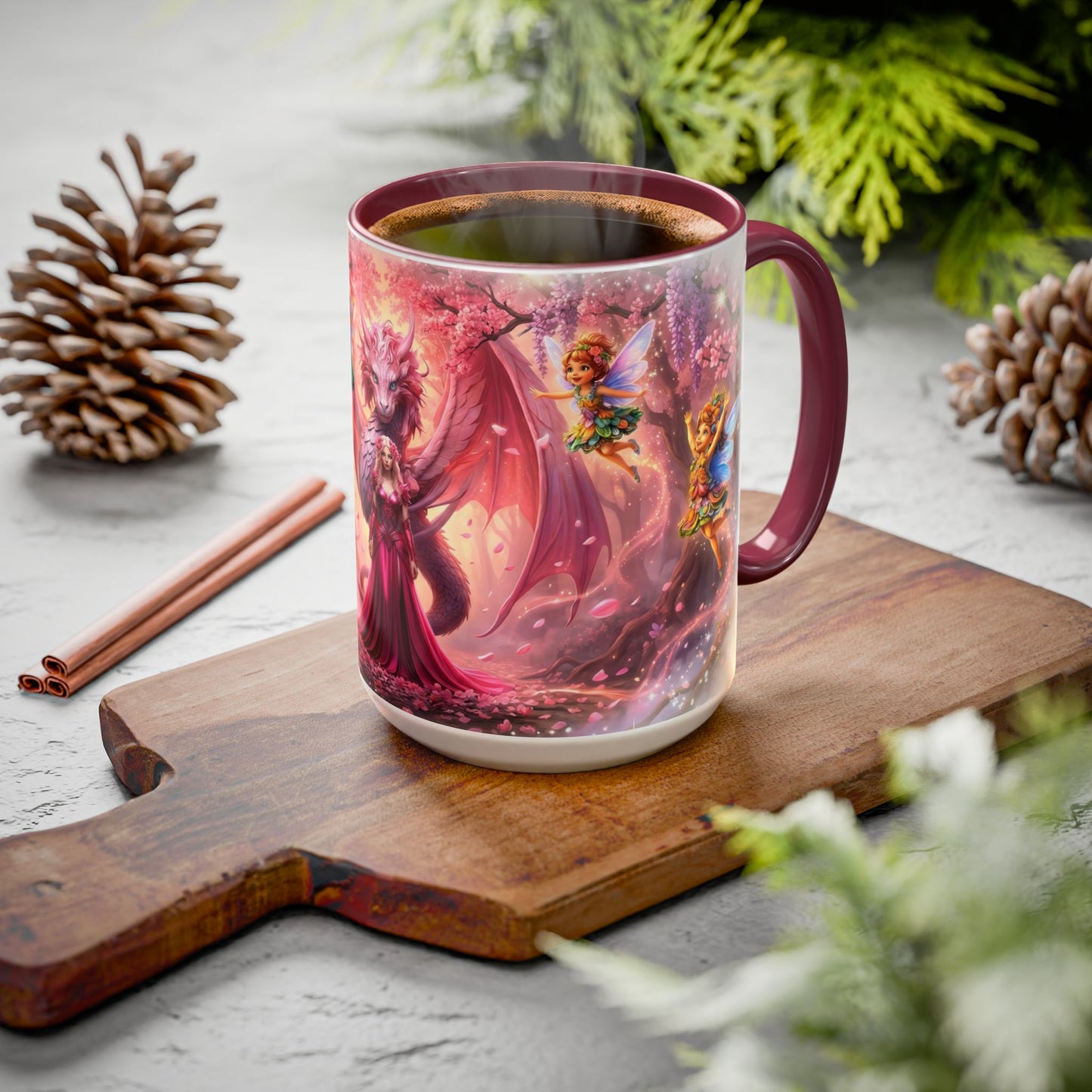 Fantasy Character Coffee Mug – Vibeon, Miria & The Fairies | Magical Realm Ceramic Mug (11oz / 15oz)