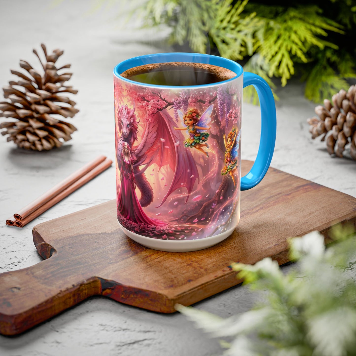 Fantasy Character Coffee Mug – Vibeon, Miria & The Fairies | Magical Realm Ceramic Mug (11oz / 15oz)