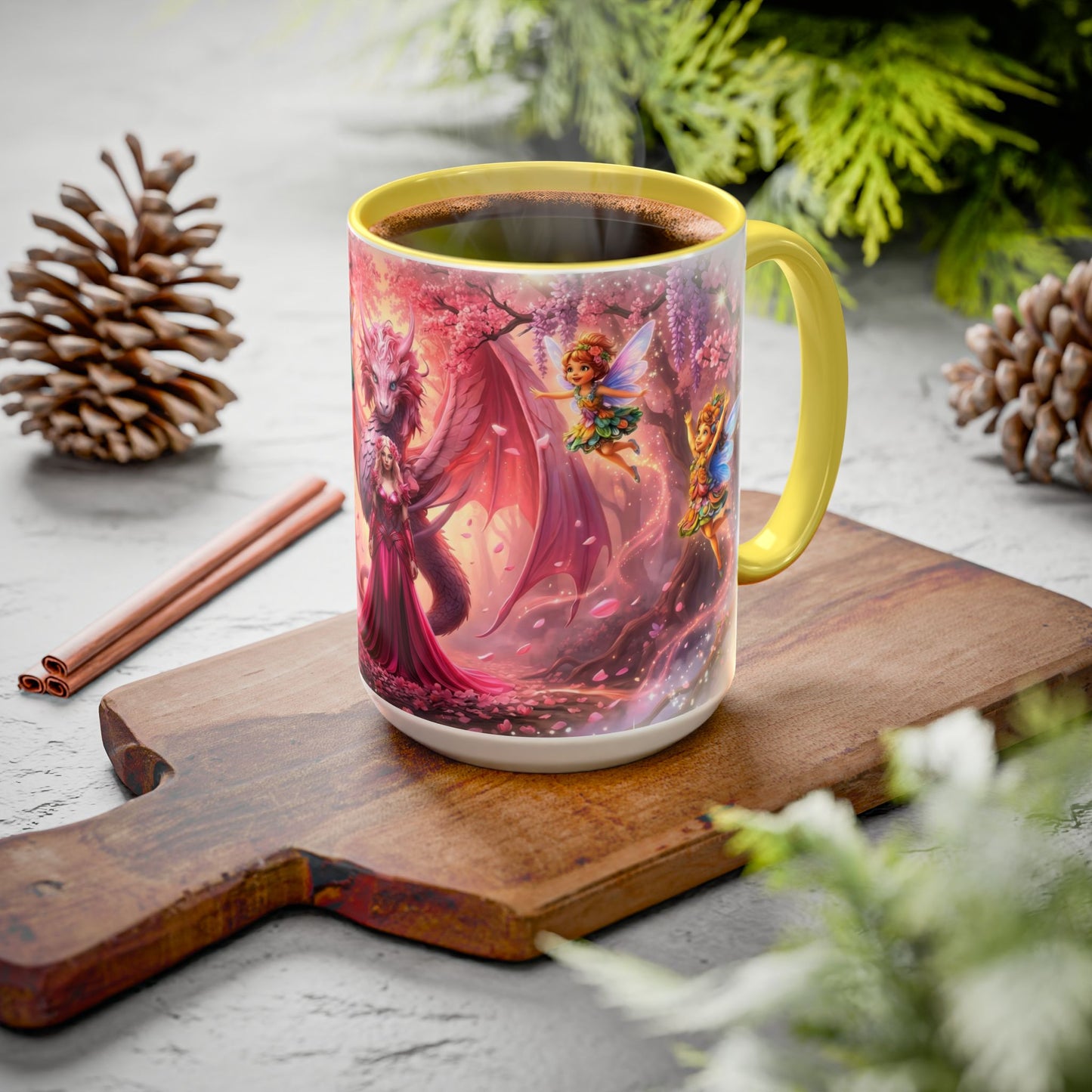 Fantasy Character Coffee Mug – Vibeon, Miria & The Fairies | Magical Realm Ceramic Mug (11oz / 15oz)