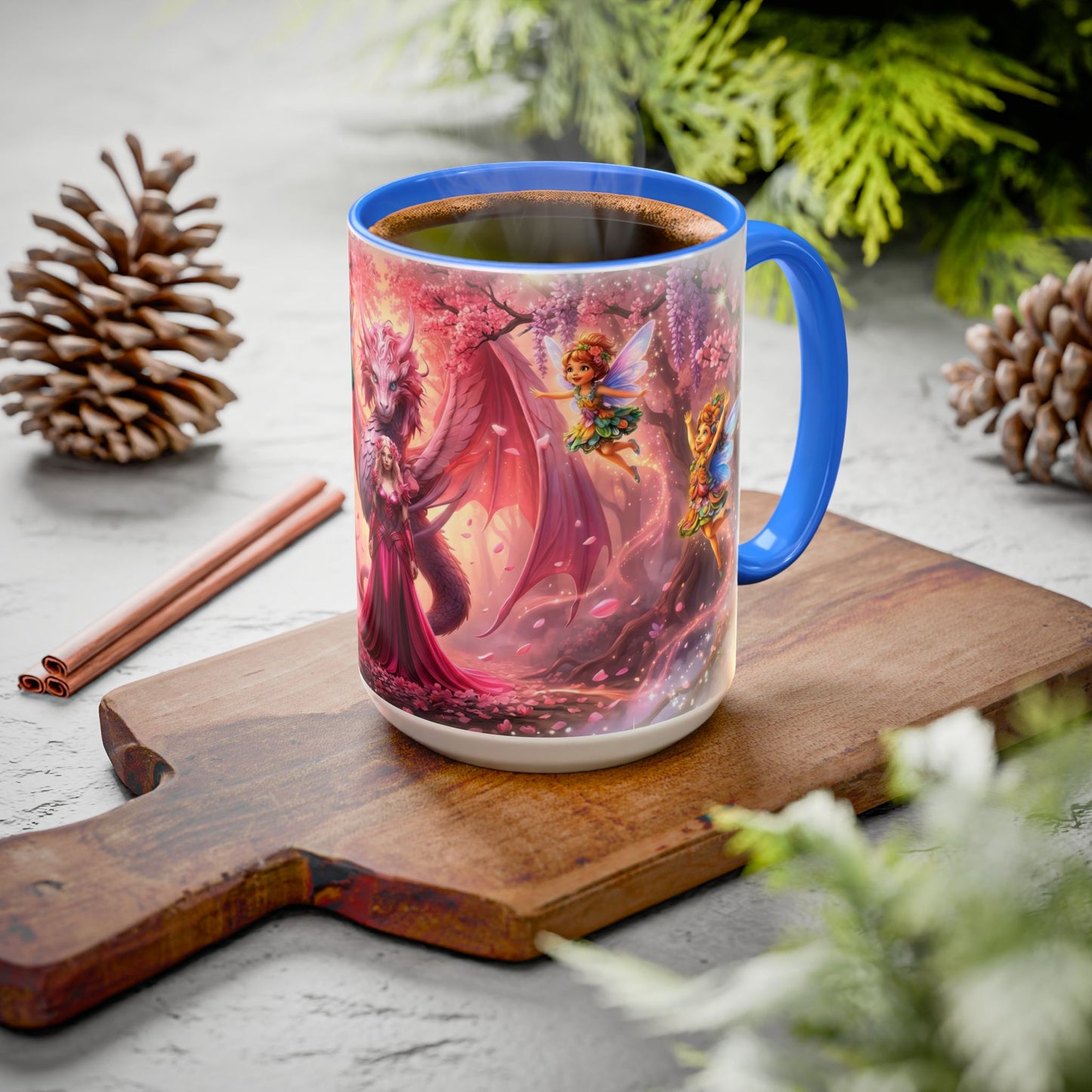 Fantasy Character Coffee Mug – Vibeon, Miria & The Fairies | Magical Realm Ceramic Mug (11oz / 15oz)