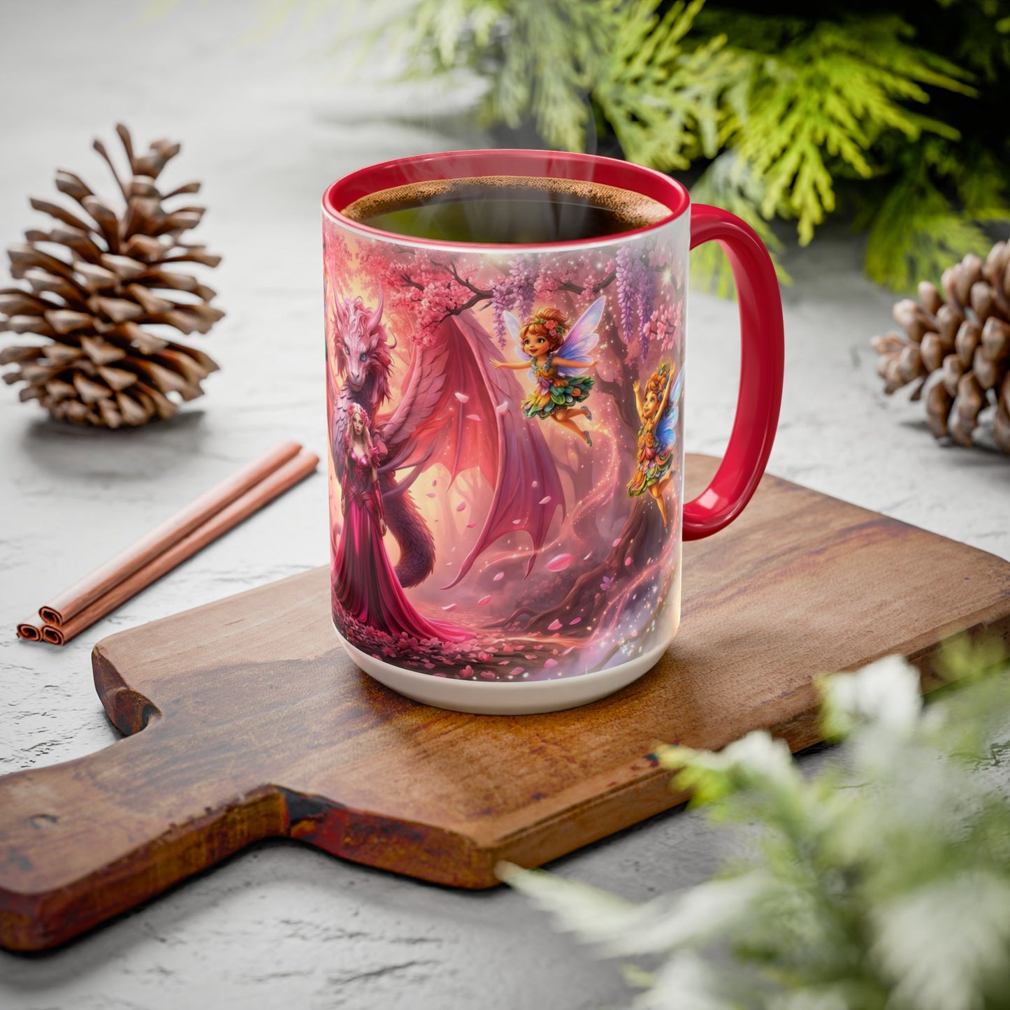 Fantasy Character Coffee Mug – Vibeon, Miria & The Fairies | Magical Realm Ceramic Mug (11oz / 15oz)