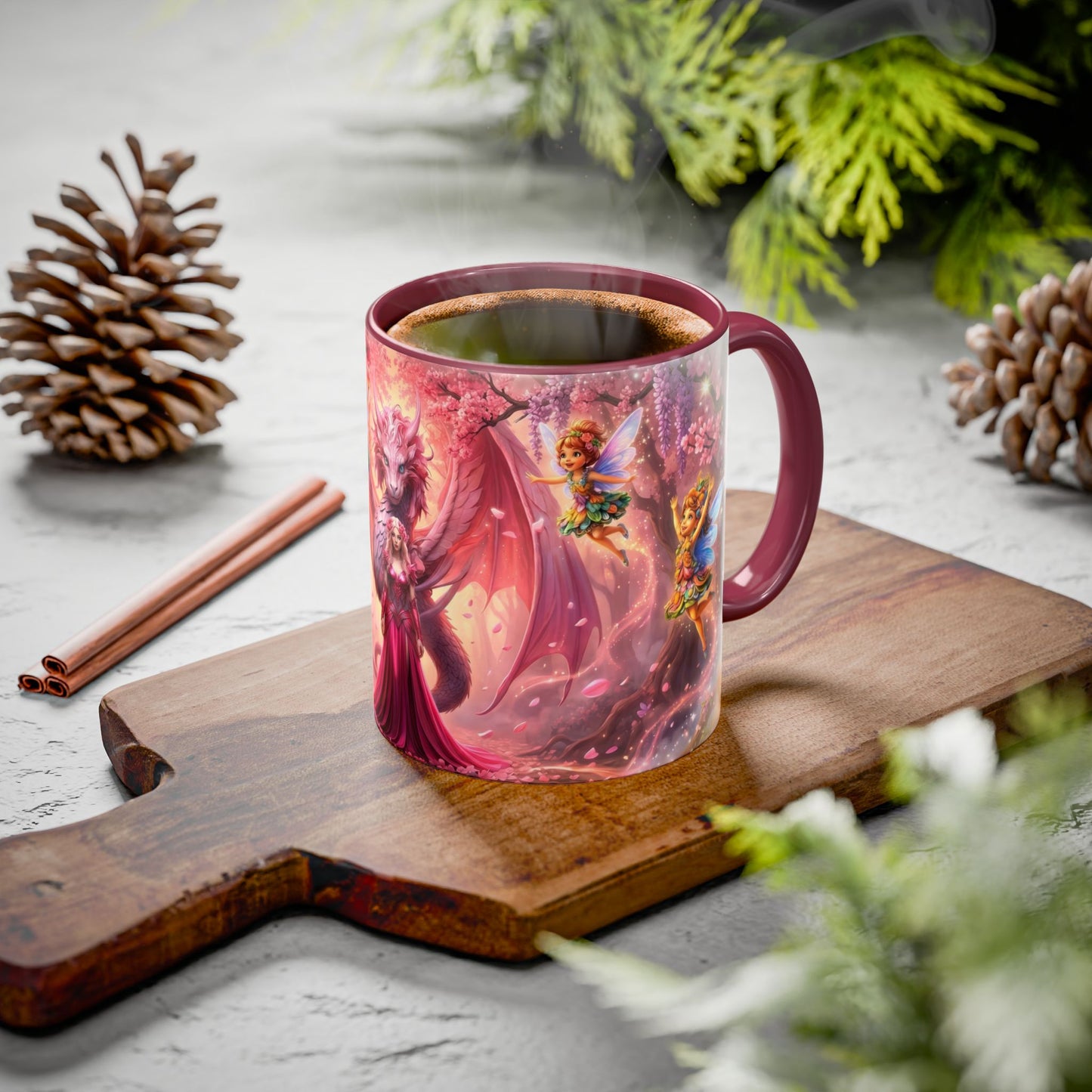 Fantasy Character Coffee Mug – Vibeon, Miria & The Fairies | Magical Realm Ceramic Mug (11oz / 15oz)