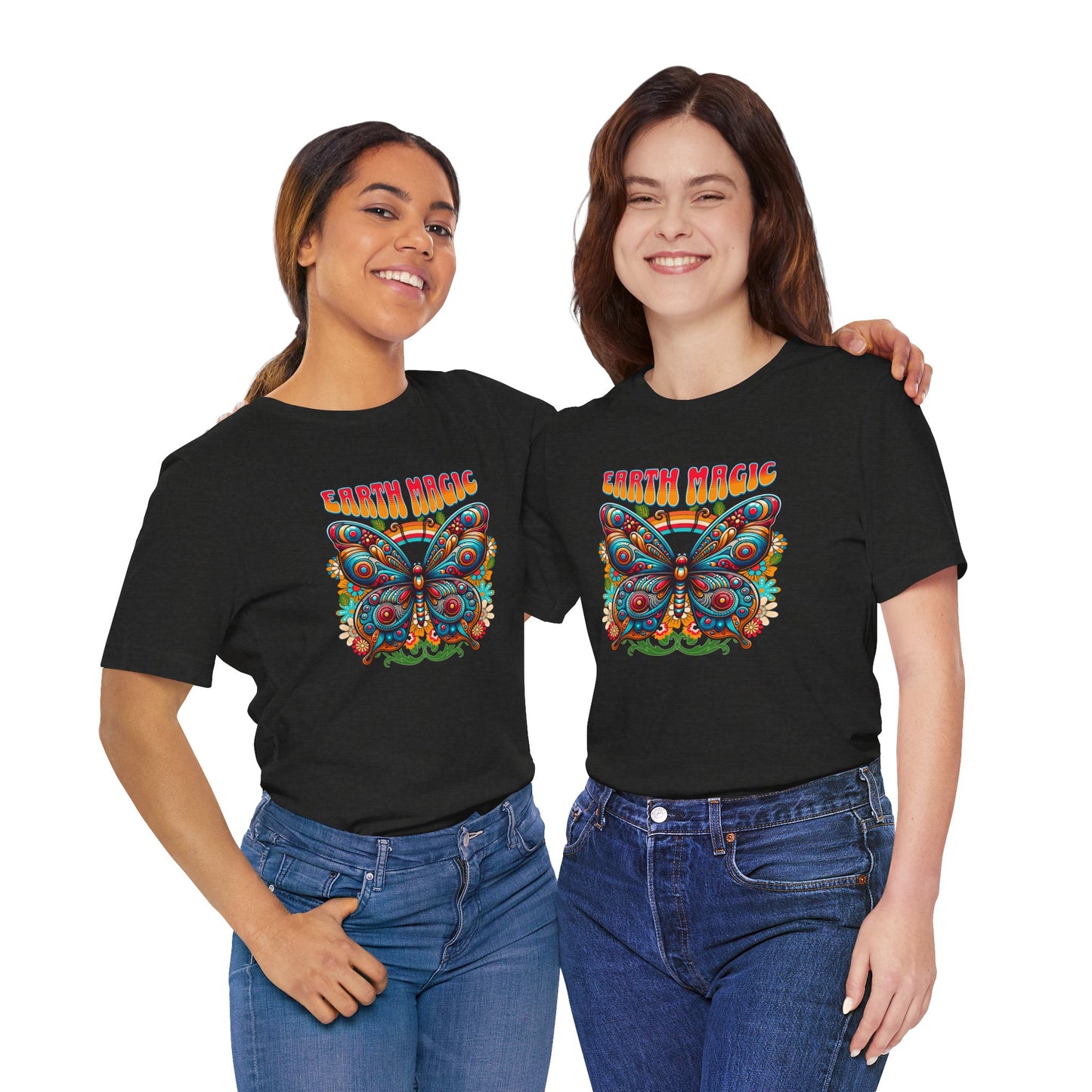 🦋✨ Earth Magic Retro Butterfly Te-Shirt 🌈🌼