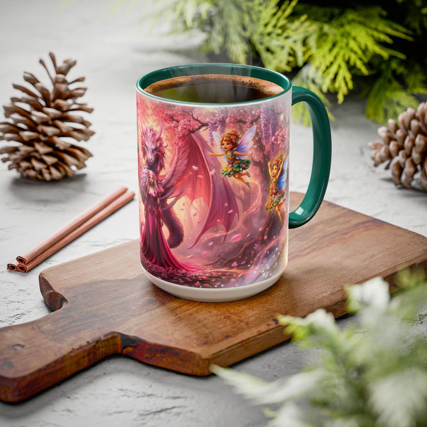 Fantasy Character Coffee Mug – Vibeon, Miria & The Fairies | Magical Realm Ceramic Mug (11oz / 15oz)