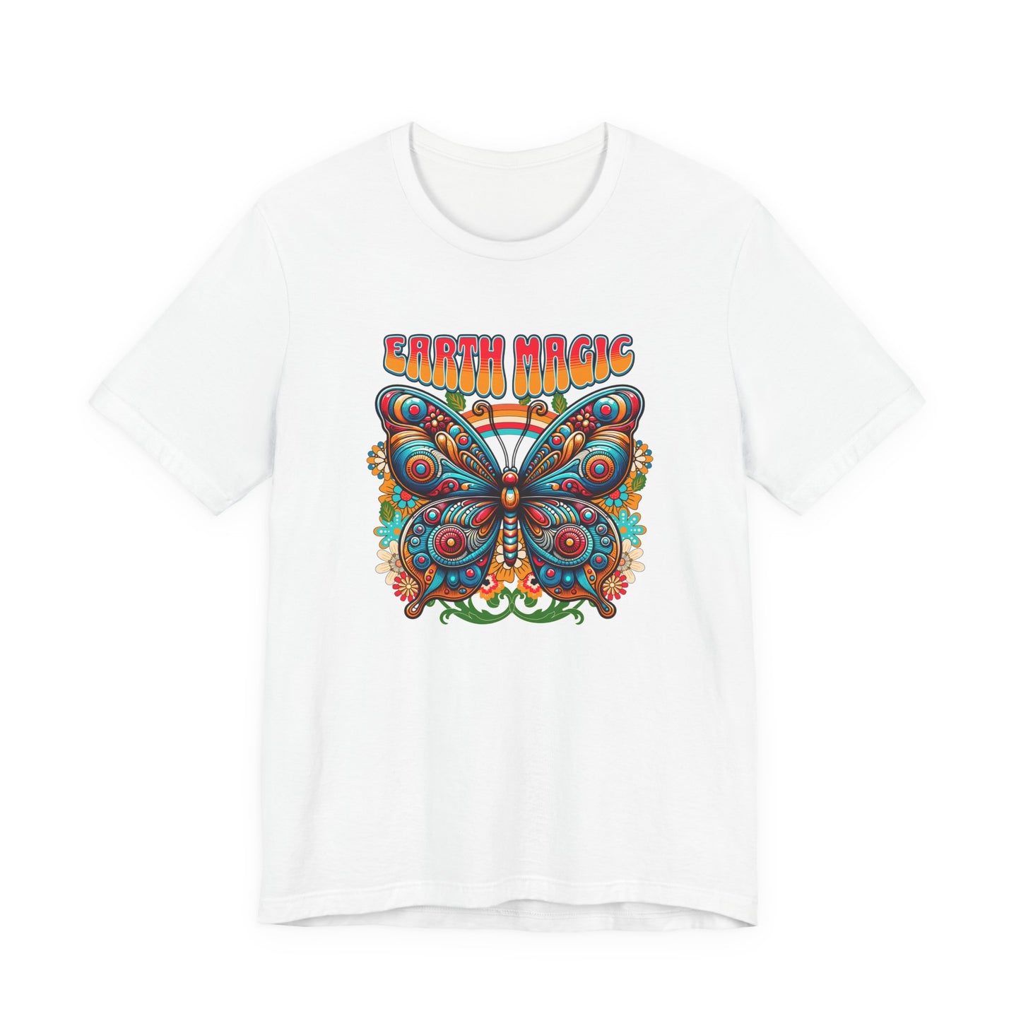 🦋✨ Earth Magic Retro Butterfly Te-Shirt 🌈🌼