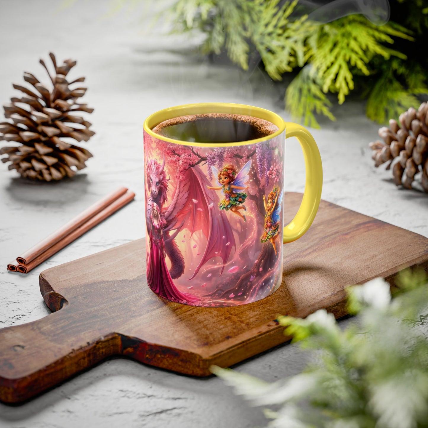 Fantasy Character Coffee Mug – Vibeon, Miria & The Fairies | Magical Realm Ceramic Mug (11oz / 15oz)