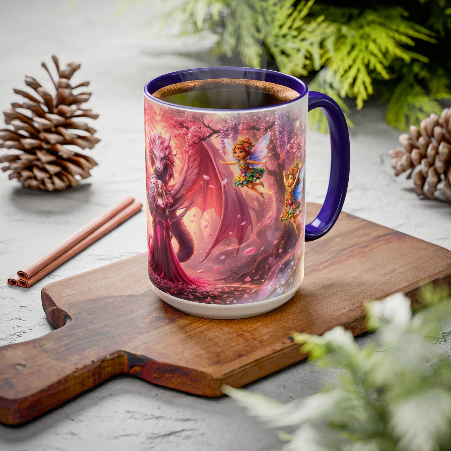 Fantasy Character Coffee Mug – Vibeon, Miria & The Fairies | Magical Realm Ceramic Mug (11oz / 15oz)