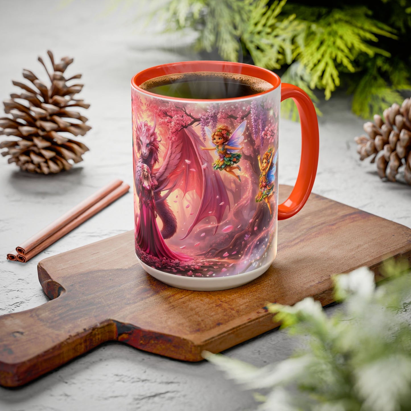 Fantasy Character Coffee Mug – Vibeon, Miria & The Fairies | Magical Realm Ceramic Mug (11oz / 15oz)