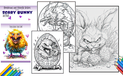🖍️ Scary Bunny and Fiends - Adult Coloring Book