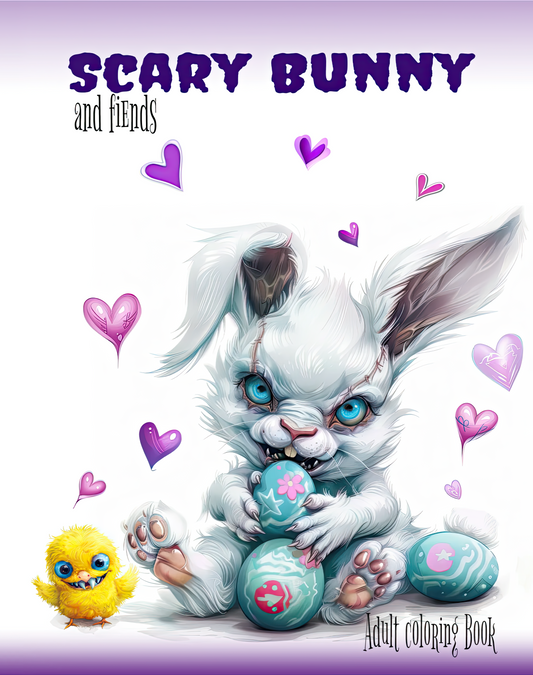 🖍️ Scary Bunny and Fiends - Adult Coloring Book