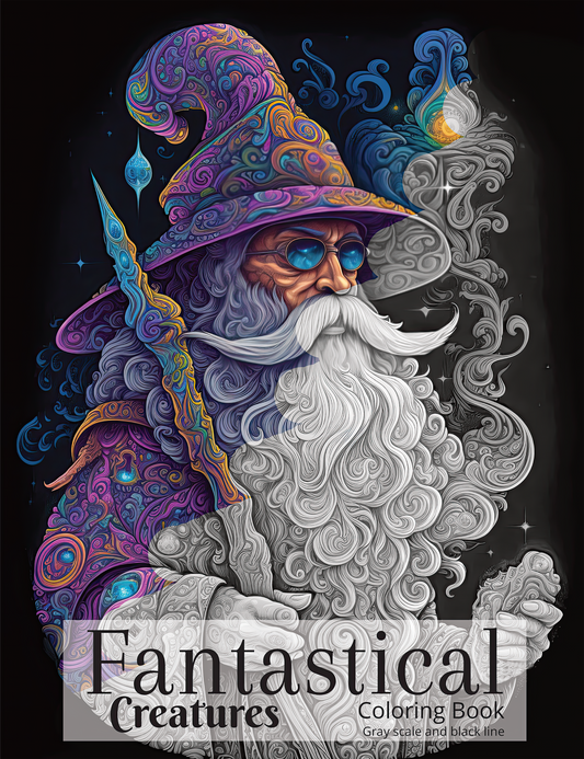 🖍️ Fantastical Creatures - Coloring Book - Gray scale and black line