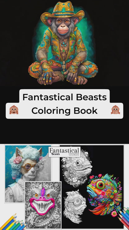 🖍️ Fantastical Beasts - Coloring Book - Gray scale and black line